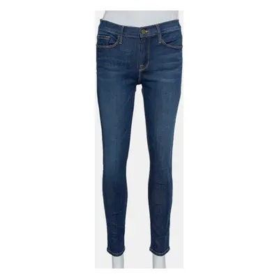 Frame Navy Blue Denim Le Skinny de Jeanne Crop Lennox Jeans