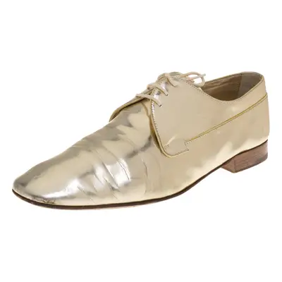 Louis Vuitton Gold Patent Leather Lace Up Derby Size