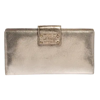 Kate Spade Gold Shimmer Leather Flap Clutch