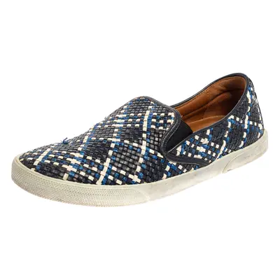 Jimmy Choo Blue Demi Woven Leather Slip-on Sneakers Size 39.5