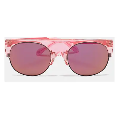 Anderne Pink Mirrored Hero Frame Oval Sunglasses