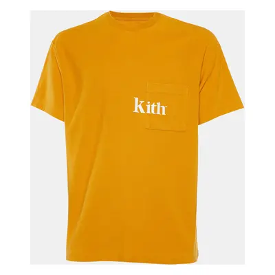 Kith Mustard Yellow Cotton Knit Logo Printed Crewneck T-Shirt