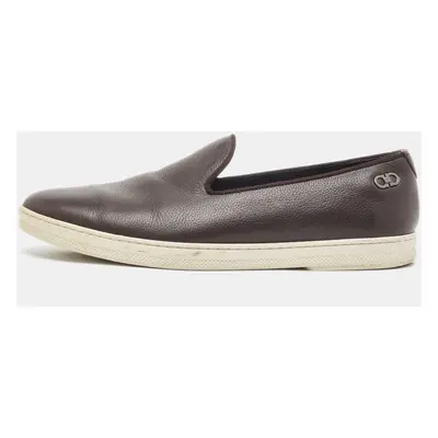 Salvatore Ferragamo Brown Leather Slip On Sneakers Size 41.5