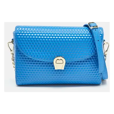 Aigner Blue Textured Leather Genoveva Shoulder Bag