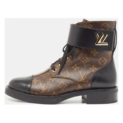 Louis Vuitton Brown/Black Monogram Canvas and Leather Wonderland Flat Ranger Boots Size