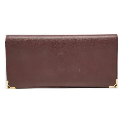 Cartier Burgundy Leather Must de Cartier Long Bifold Wallet