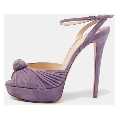 Christian Louboutin Purple Suede Greissimo Ankle Strap Sandals Size 40.5