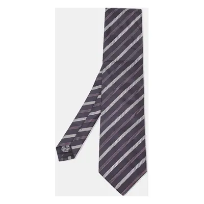 Boss By Hugo Boss Navy Blue Diagonal Striped Silk Tie