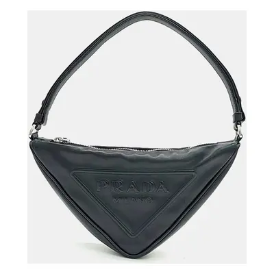 Prada Black Leather Triangle Pouch