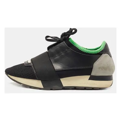 Balenciaga Tri Color Leather and Mesh Race Runner Sneakers Size