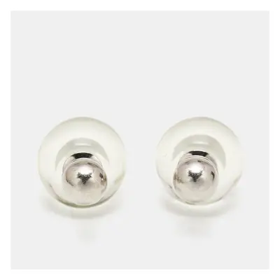 Dior Tribales Clear Resin Silver Tone Stud Earrings