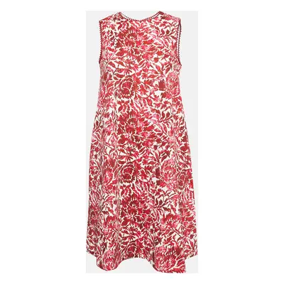 Weekend Max Mara Red Floral Printed Cotton Sleeveless Alfiere Dress