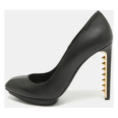 Alexander McQueen Black Leather Spikes Heel Pumps Size