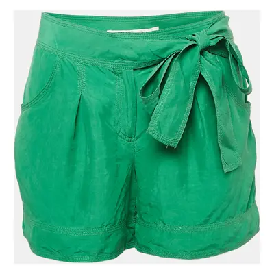 Diane Von Furstenberg Green Silk Belted Shorts