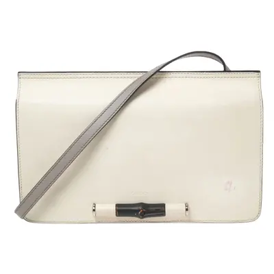 Gucci Off-white Leather Lady Bamboo Flap Bag