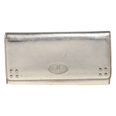 Celine Metallic Gold Leather Flap Continental Wallet