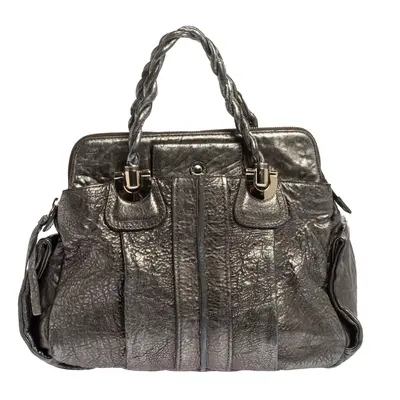 Chloe Metallic Textured Leather Heloise Satchel