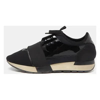 Balenciaga Black Patent And Fabric Race Runner Sneakers Size