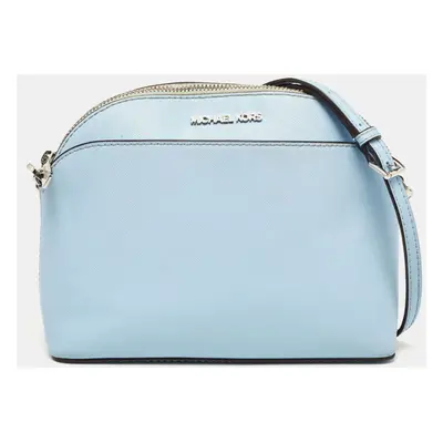 Michael Kors Light Blue Saffiano Leather Emmy Dome Crossbody Bag