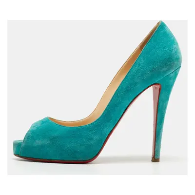 Christian Louboutin Turquoise Suede Very Prive Pumps Size 38.5