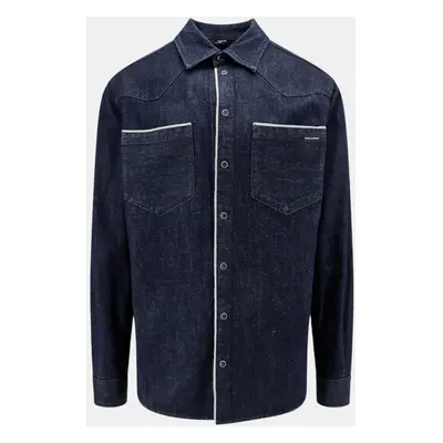 Dolce & Gabbana Blue Denim Logoed Label Shirt