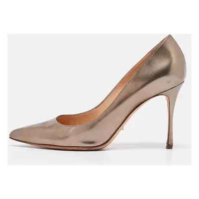 Sergio Rossi Metallic Bronze Leather Pointed Toe Pumps Size