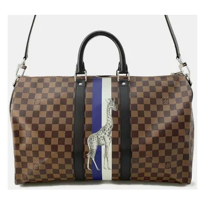 Louis Vuitton Damier Ebene Keepall Bandouliere Boston Bag