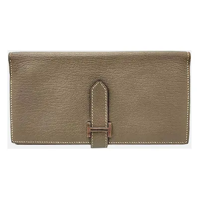 Hermes Etoupe Chevre Mysore Bearn Gusset Wallet