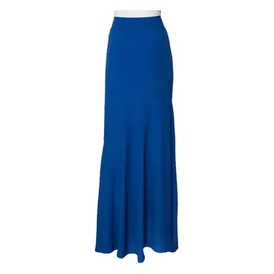 Cavalli Class Blue Crepe Maxi Skirt