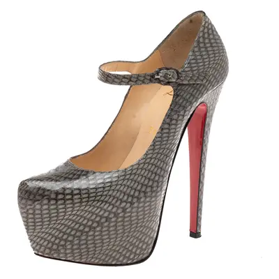 Christian Louboutin Grey Snakeskin Lady Daf Platform Pumps Size 37.5