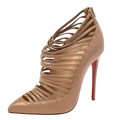 Christian Louboutin Beige Leather Gortik Ankle Booties Size