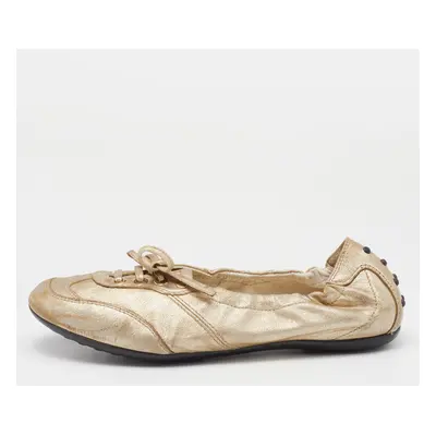 Tod's Gold Leather Scrunch Sneakers Size