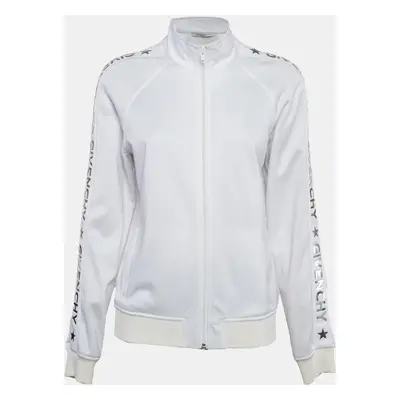 Givenchy White Metallic Logo Print Jersey Jacket