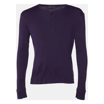 Ralph Lauren Purple Ribbed Knit Crew Neck T-Shirt