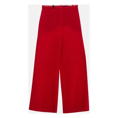 Lanvin Red Wool Belted Wide-Leg Trousers