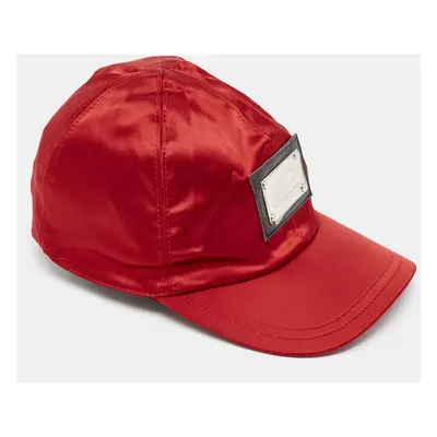 Dolce & Gabbana Vintage Red Satin Logo Patch Cap Size