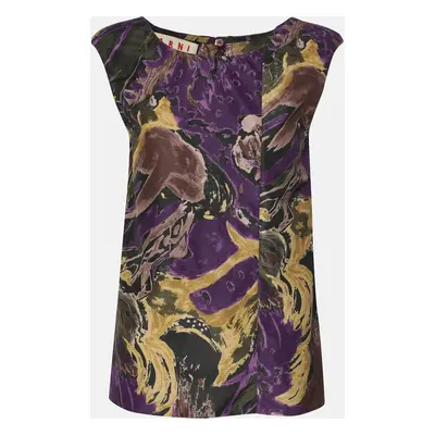 Marni Purple/Gold Polyester Sleeveless Loose Fit Blouse