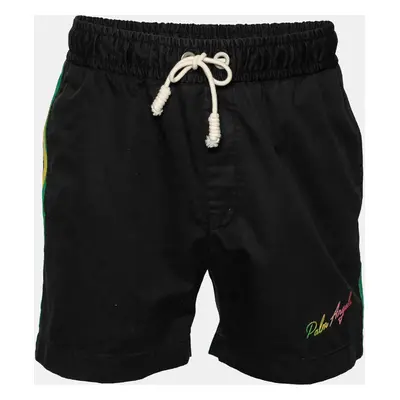 Palm Angels Black Cotton Stripe Trimmed Shorts