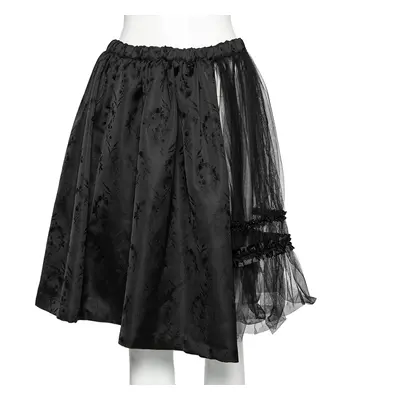 Comme des Garcons Black Mesh and Floral Embroidered Silk Ruffled Detailed Skirt