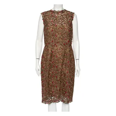 Valentino Bronze Lace Overlay Sheath Dress