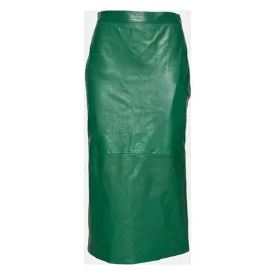 Gucci Green Leather Pencil Midi Skirt