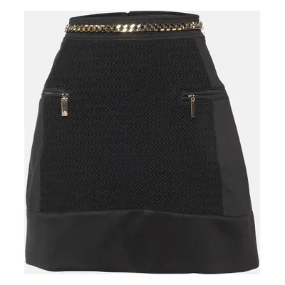 Elisabetta Franchi Black Jersey Waist Chain Detail Mini Skirt