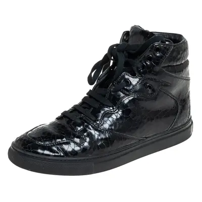 Balenciaga Black Leather High Top Sneakers Size