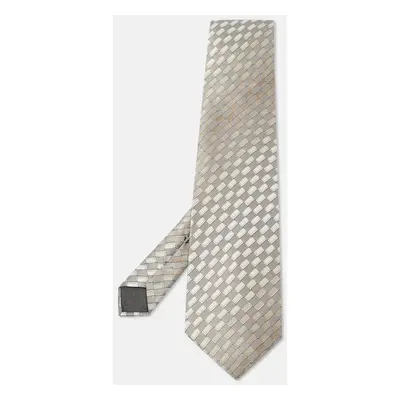 Lanvin Grey Printed Silk Traditional Tie