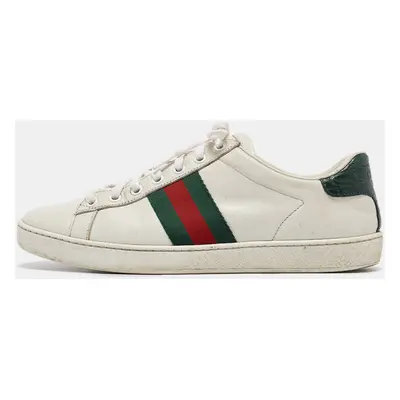 Gucci White Leather Ace Lace Up Sneakers Size 37.5