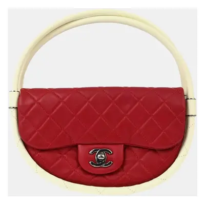 Chanel Red Lambskin Hula Hoop Handbag