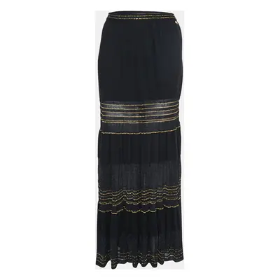 Chanel Black Lurex Knit Maxi Skirt