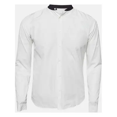 Sandro White Contrast Band Collar Cotton Shirt