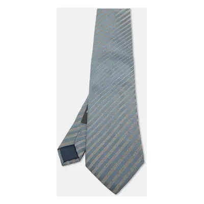 Lanvin Blue Striped Silk Traditional Tie