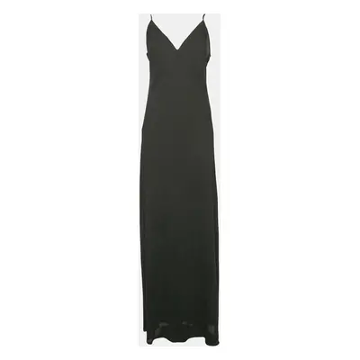 Elisabetta Franchi Black Crepe Maxi Slip Dress